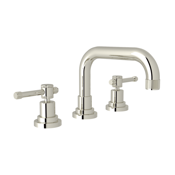 Campo U-Spout Widespread Bathroom Faucet - Polished Nickel with Industrial Metal Lever Handle | Model Number: A3318ILPN-2 - Product Knockout