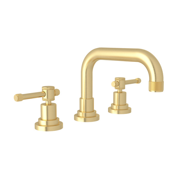 Campo U-Spout Widespread Bathroom Faucet - Satin Unlacquered Brass with Industrial Metal Lever Handle | Model Number: A3318ILSUB-2 - Product Knockout