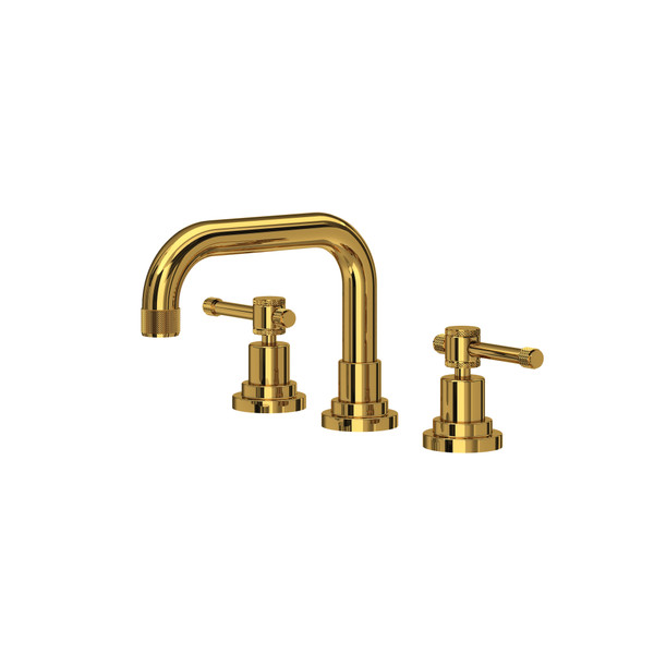 Campo U-Spout Widespread Bathroom Faucet - Unlacquered Brass with Industrial Metal Lever Handle | Model Number: A3318ILULB-2