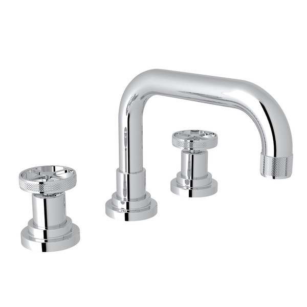 Campo U-Spout Widespread Bathroom Faucet - Polished Chrome with Industrial Metal Wheel Handle | Model Number: A3318IWAPC-2 - Product Knockout