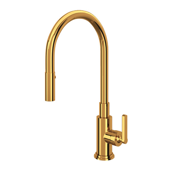 Lombardia Pulldown Kitchen Faucet - Italian Brass with Metal Lever Handle | Model Number: A3430LMIB-2 - Product Knockout