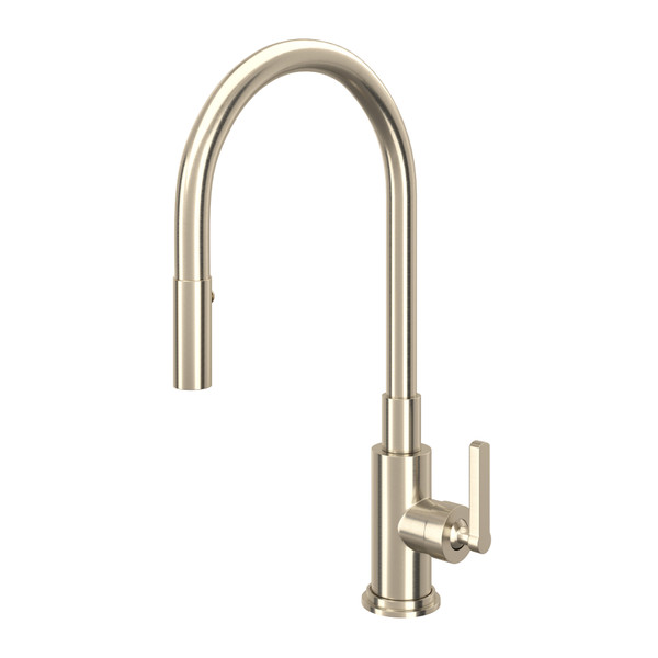 Lombardia Pulldown Kitchen Faucet - Satin Nickel with Metal Lever Handle | Model Number: A3430LMSTN-2 - Product Knockout