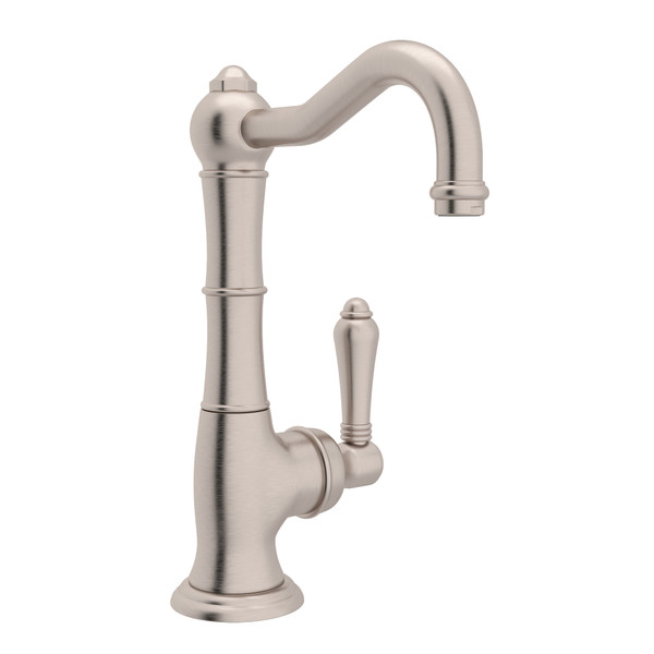 DISCONTINUÉ -Robinet de cuisine monotrou à bec vertical Cinquanta - Nickel satiné avec poignée à levier en métal | Numéro de modèle: A3650LMSTN-2 - Produit épuisé