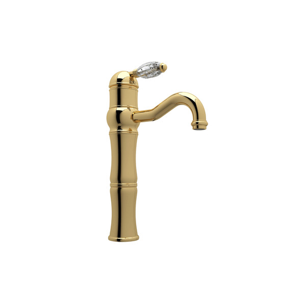Acqui 13 1/8 Inch Above Counter Single Hole Single Lever Bathroom Faucet - Italian Brass with Crystal Metal Lever Handle | Model Number: A3672LCIB-2 - Product Knockout