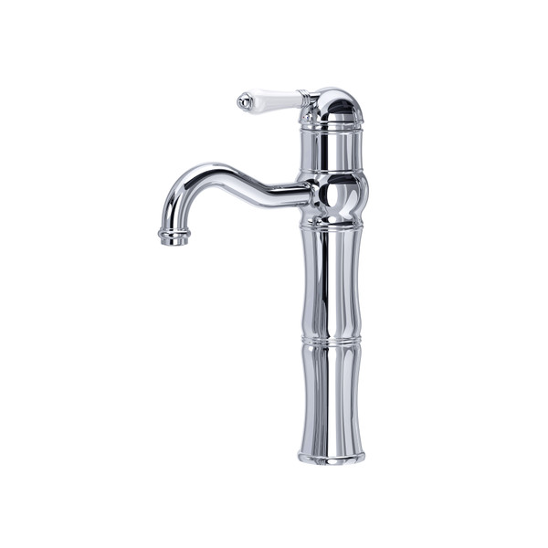 Robinet de salle de bain monotrou sur comptoir  à levier simple  13 1/8" Acqui - Chrome poli avec poignée à levier en porcelaine blanche  | Numéro de modèle: A3672LPAPC-2 - Produit épuisé