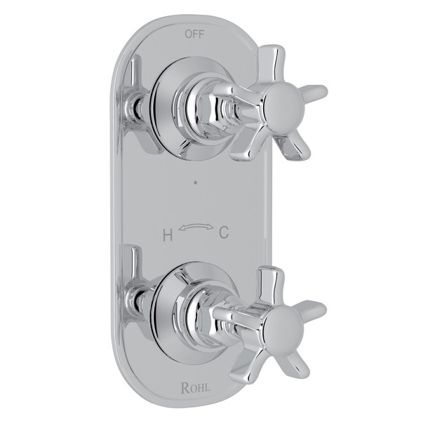 San Giovanni Trim for 1/2 Inch Thermostatic and Diverter Control Rough Valve - Polished Chrome with Five Spoke Cross Handle | Model Number: A4564XAPC - Product Knockout