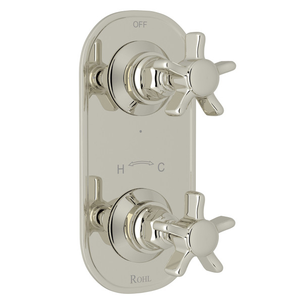 San Giovanni Trim for 1/2 Inch Thermostatic and Diverter Control Rough Valve - Polished Nickel with Five Spoke Cross Handle | Model Number: A4564XPN - Product Knockout