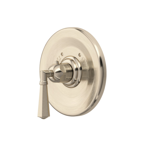  Plaque de garniture thermostatique sans contrôle de débit Palladian - Nickel satiné avec poignée à levier en métal  | Numéro de modèle: A4814LMSTN - Produit épuisé