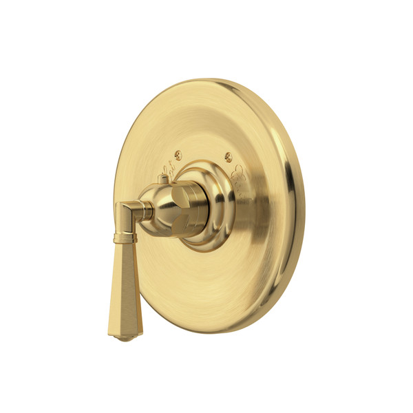 Palladian Thermostatic Trim Plate without Volume Control - Satin Unlacquered Brass with Metal Lever Handle | Model Number: A4814LMSUB - Product Knockout