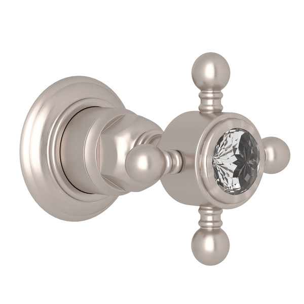 DISCONTINUED-Trim for Volume Control and 4-Port Dedicated Diverter - Satin Nickel with Crystal Cross Handle | Model Number: A4912XCSTNTO - Product Knockout