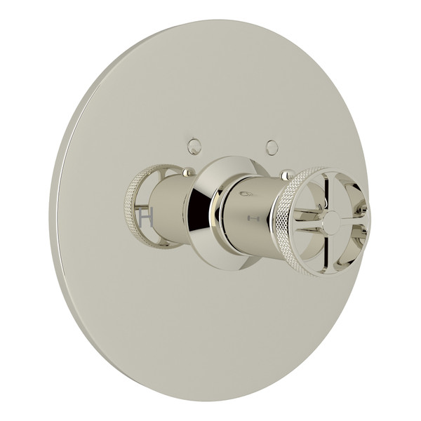Campo Thermostatic Trim Plate without Volume Control - Polished Nickel with Industrial Metal Wheel Handle | Model Number: A4914IWPN - Product Knockout