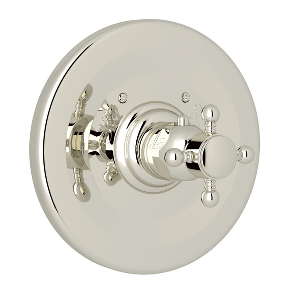 Thermostatic Trim Plate without Volume Control - Polished Nickel with Cross Handle | Model Number: A4914XMPN - Product Knockout