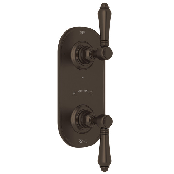 1/2 Inch Thermostatic and Diverter Control Trim - Tuscan Brass with Metal Lever Handle | Model Number: A4964LMTCB - Product Knockout