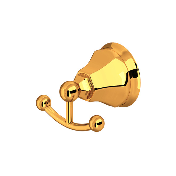 Palladian® Double Robe Hook - Italian Brass | Model Number: A6881IB