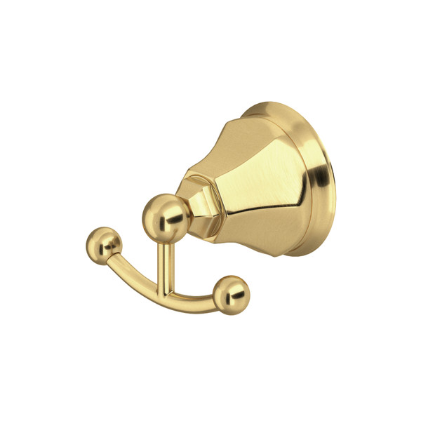 Palladian Wall Mount Double Robe Hook - Satin Unlacquered Brass | Model Number: A6881SUB - Product Knockout