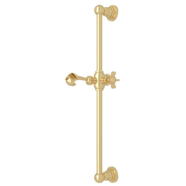 San Giovanni Slide Bar - Satin Unlacquered Brass with Five Spoke Cross Handle | Model Number: A8073XSUB - Product Knockout