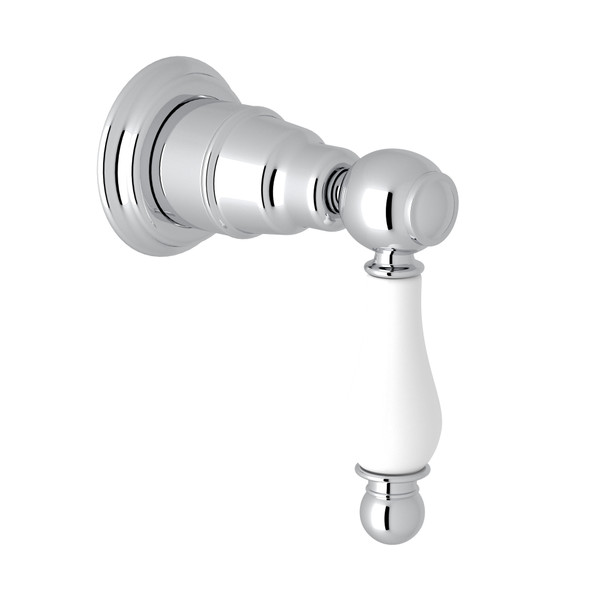 DISCONTINUÉ -Garniture pour contrôle de débit et déviateur Arcana - Chrome poli avec poignée à levier décorée blanche en porcelaine | Numéro de modèle: AC195OP-APC/TO - Produit épuisé