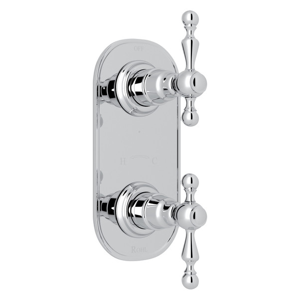DISCONTINUED-Arcana 1/2 Inch Thermostatic and Diverter Control Trim - Polished Chrome with Ornate Metal Lever Handle | Model Number: AC390L-APC/TO - Product Knockout