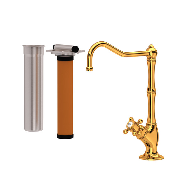 Acqui Column Spout Filter Faucet - Italian Brass with Cross Handle | Model Number: AKIT1435XMIB-2 - Product Knockout
