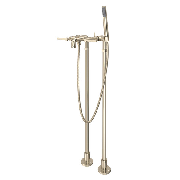 Lombardia® Floor Mount Tub Filler - Satin Nickel | Model Number: AKIT2202NLMSTN