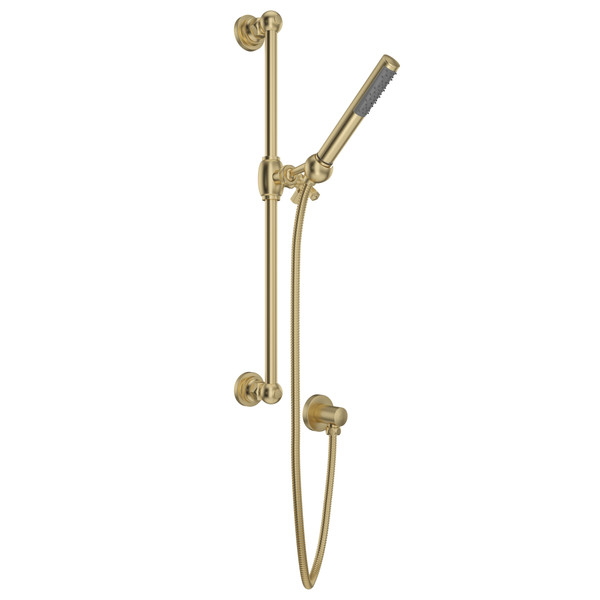 San Giovanni Single-Function Handshower Set - Satin Unlacquered Brass with Cross Handle | Model Number: AKIT8073XMSUB - Product Knockout