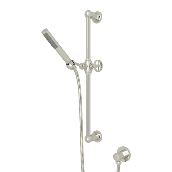 Campo Single-Function Handshower Set - Polished Nickel with Industrial Metal Wheel Handle | Model Number: AKIT8074IWPN - Product Knockout
