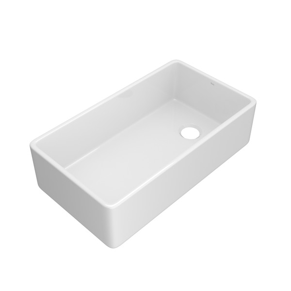 Allia 36 Inch Fireclay Single Bowl Apron Front Kitchen Sink - White | Model Number: AL3620AF100 - Product Knockout