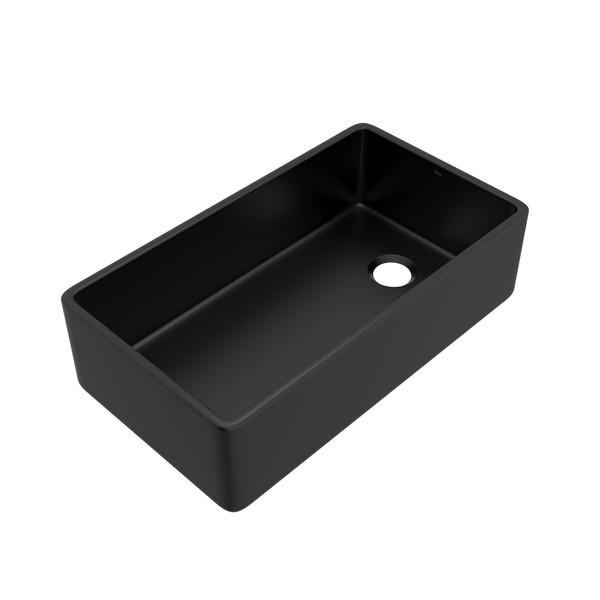 Allia 36 Inch Fireclay Single Bowl Apron Front Kitchen Sink - Satin Black | Model Number: AL3620AF163 - Product Knockout