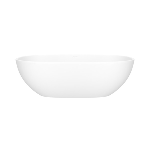 Barcelona 66-7/8 Inch X 31-3/4 Inch Freestanding Soaking Bathtub in Volcanic Limestone&trade; with No Overflow Hole - Matte White | Model Number: BA2M-N-SM-NO - Product Knockout