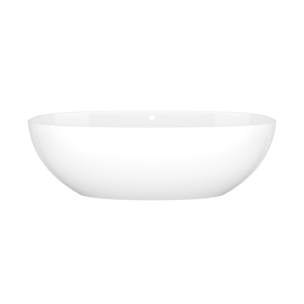 Barcelona 70-1/4 Inch X 33-5/8 Inch Freestanding Soaking Bathtub in Volcanic Limestone&trade; with Overflow Hole - Gloss White | Model Number: BAR-N-SW-OF - Product Knockout