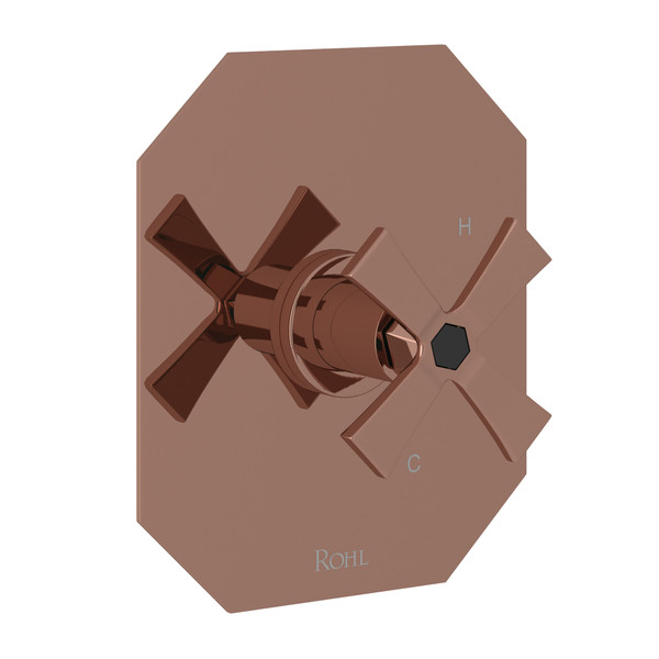  Garniture pour valve pression équilibrée sans déviateur Bellia - Or rose avec poignée en croix  | Numéro de modèle: BE110X-RG - Produit épuisé