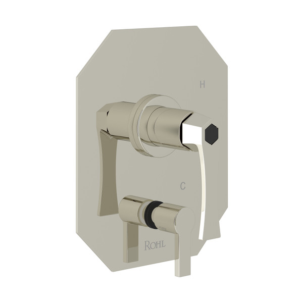 Garniture pour valve pression équilibrée avec déviateur Bellia - Nickel poli avec poignée à levier en métal  | Numéro de modèle: BE210NL-PN - Produit épuisé