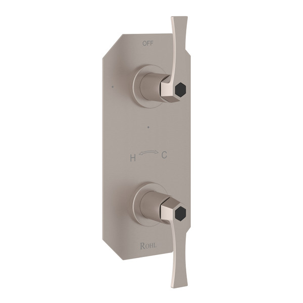 Bellia 1/2 Inch Thermostatic and Diverter Control Trim - Satin Nickel with Metal Lever Handle | Model Number: BE390L-STN - Product Knockout