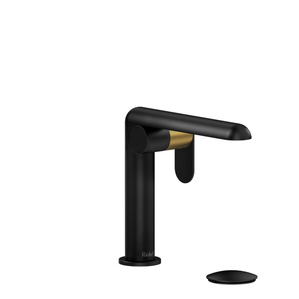Ciclo Single Handle Bathroom Faucet  - Black and Brushed Gold with Knurled Lever Handles | Model Number: CIS01KNBKBG - Product Knockout