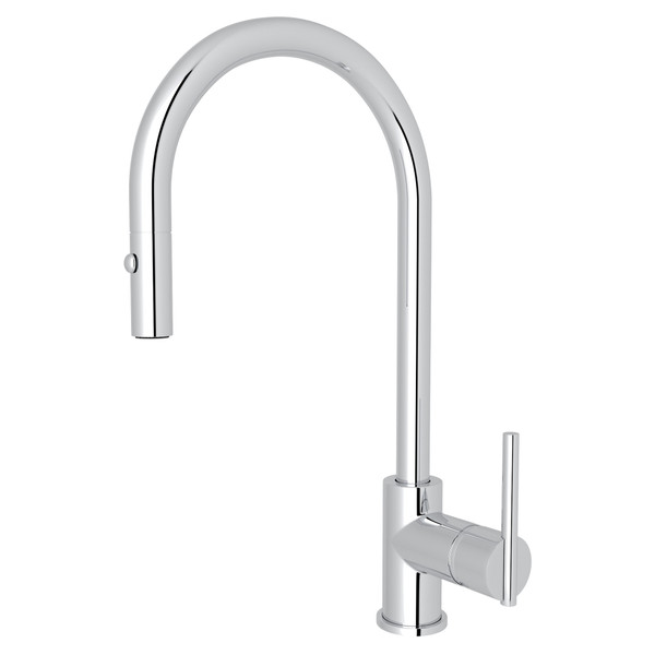 Pirellone Pulldown Side Lever Kitchen Faucet - Polished Chrome with Metal Lever Handle | Model Number: CY57L-APC-2 - Product Knockout