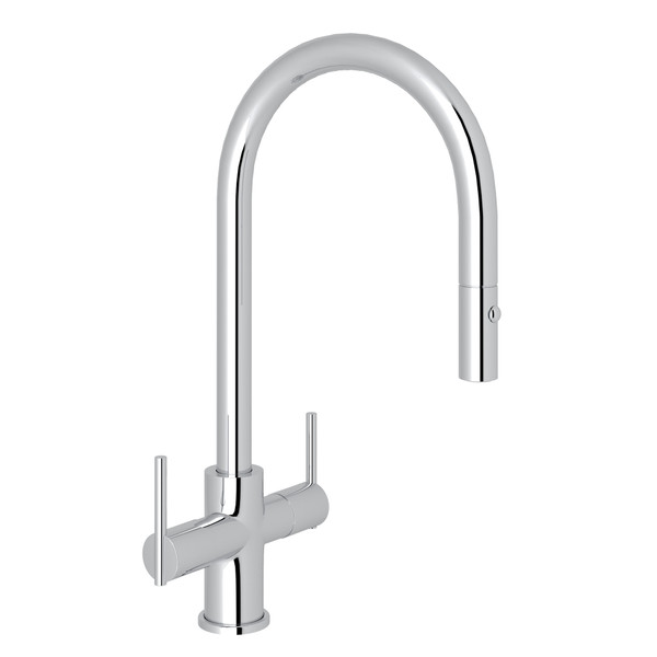 Pirellone 2-Lever Pulldown Kitchen Faucet - Polished Chrome with Metal Lever Handle | Model Number: CY657L-APC-2 - Product Knockout