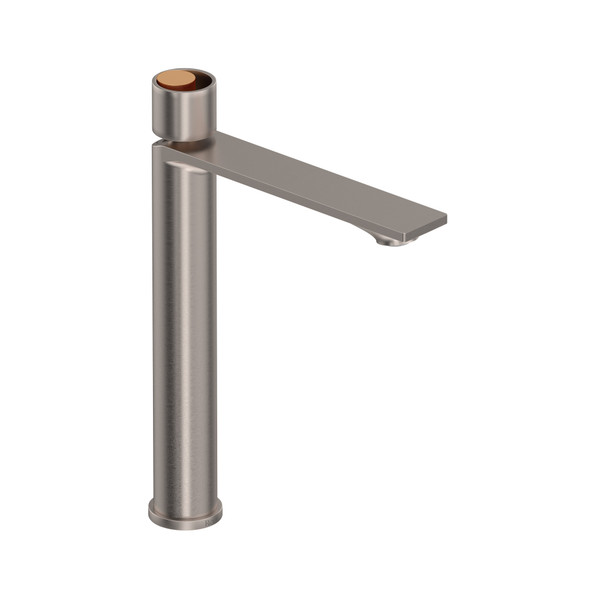 Eclissi Single Handle Tall Bathroom Faucet - Satin Nickel with Satin Gold Accent with Circular Handle | Model Number: EC02D1IWSNG - Product Knockout