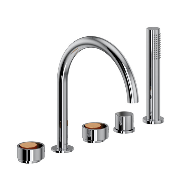 DISCONTINUED Eclissi™ 5-Hole Deck Mount Tub Filler With C-Spout - Polished Chrome/Satin Gold | Model Number: EC06D5IWPCG
