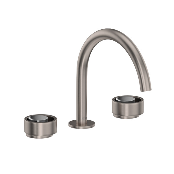 Eclissi Widespread Bathroom Faucet - C-Spout - Satin Nickel with Polished Chrome Accent with Circular Handle | Model Number: EC08D3IWSNC - Product Knockout