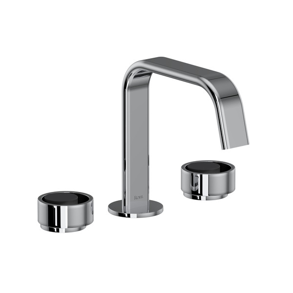 Eclissi Widespread Bathroom Faucet - U-Spout - Polished Chrome with Matte Black Accent with Circular Handle | Model Number: EC09D3IWPCB - Product Knockout