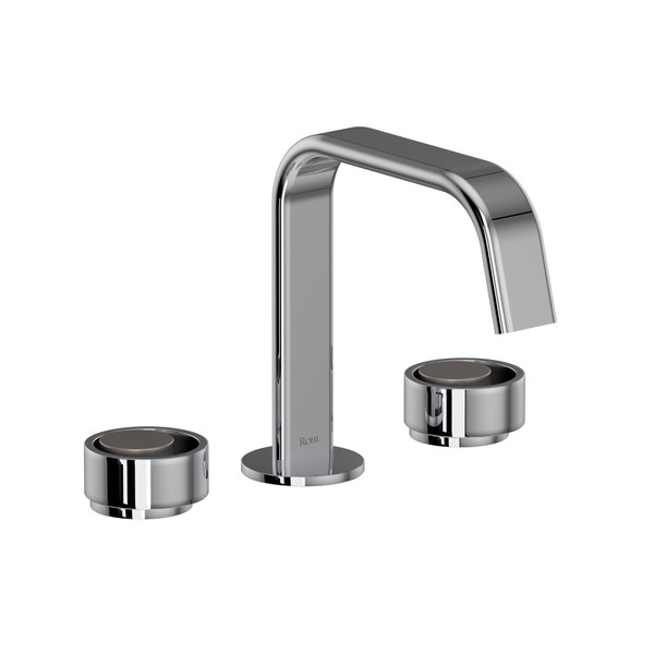 Robinet de salle de bain mural en plusieurs parties avec bec en U Eclissi - Chrome poli avec accent Nickel satiné et poignée circulaire  | Numéro de modèle: EC09D3IWPCN - Produit épuisé