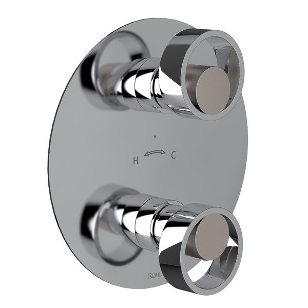 Eclissi™ 1/2" Thermostatic Trim With Diverter - Polished Chrome/Satin Nickel | Model Number: EC12W2IWPCN