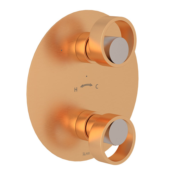 Eclissi™ 1/2" Thermostatic Trim With Diverter - Satin Gold/Satin Nickel | Model Number: EC12W2IWSGN