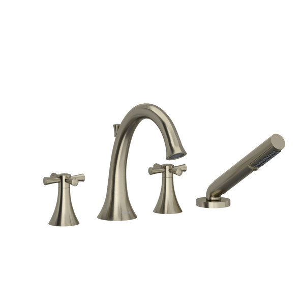 Edge™ 4-Hole Deck Mount Tub Filler - Brushed Nickel | Model Number: ED12+BN