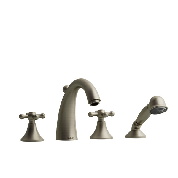 DISCONTINUÉ Robinet de bain​​​​​​​ classique avec montage sur le comptoir à l'aide de 4 trous - Nickel brossé | Numéro de modèle: FI12+BN