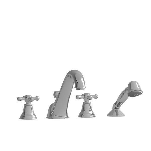 Robinet de bain​​​​​​​ classique avec montage sur le comptoir à l'aide de 4 trous - Chrome avec poignées en croix  | Numéro de modèle: GN12+C - Produit épuisé