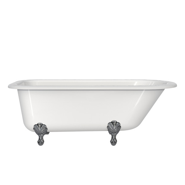 Hampshire 67-1/8 Inch X 30-1/2 Inch Freestanding Soaking Bathtub in Volcanic Limestone&trade; with Overflow - Gloss White | Model Number: HAM-N-SW-OF+FT-HAM-PC - Product Knockout