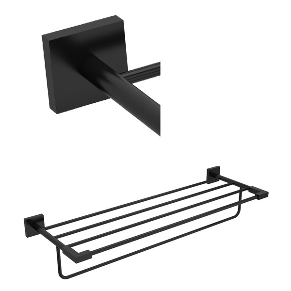 Kubik 24 Inch Towel Bar With Shelf  - Black | Model Number: KS9BK - Product Knockout