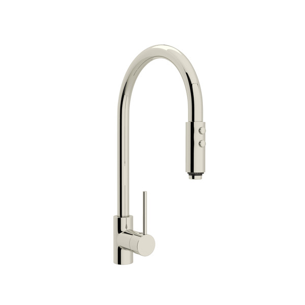 Pirellone Side Lever Pulldown High Spout Kitchen Faucet - Polished Nickel with Metal Lever Handle | Model Number: LS57L-PN-2 - Product Knockout