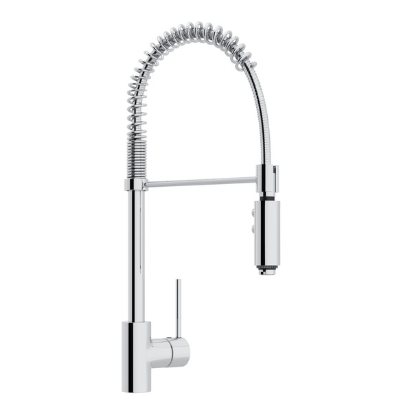 ROHL - Robinet eau chaude à bec en C contemporain Lux - Chrome poli avec  poignée à levier en métal